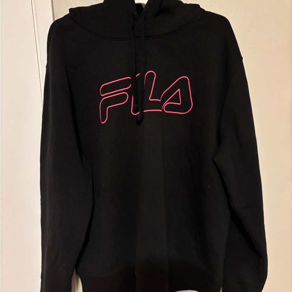 Fila Black Hoodie with Pink Accents